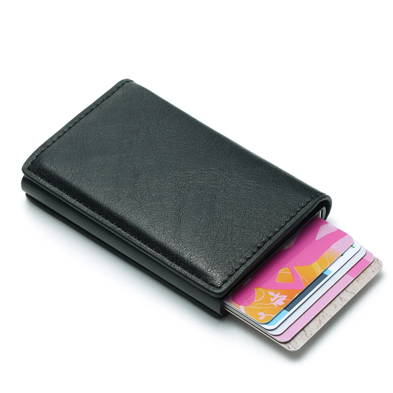 Rfid держатель для карт, мужские кошельки, сумка для денег, Мужской винтажный черный короткий кошелек, маленькие кожаные тонкие кошельки, Мини кошельки, тонкие