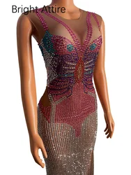 Butterfly High End Anniversary Banquet Dinner Evening Dress Women Wedding Party  Gowns Full Beads  Formal Prom Sleeveless Gala