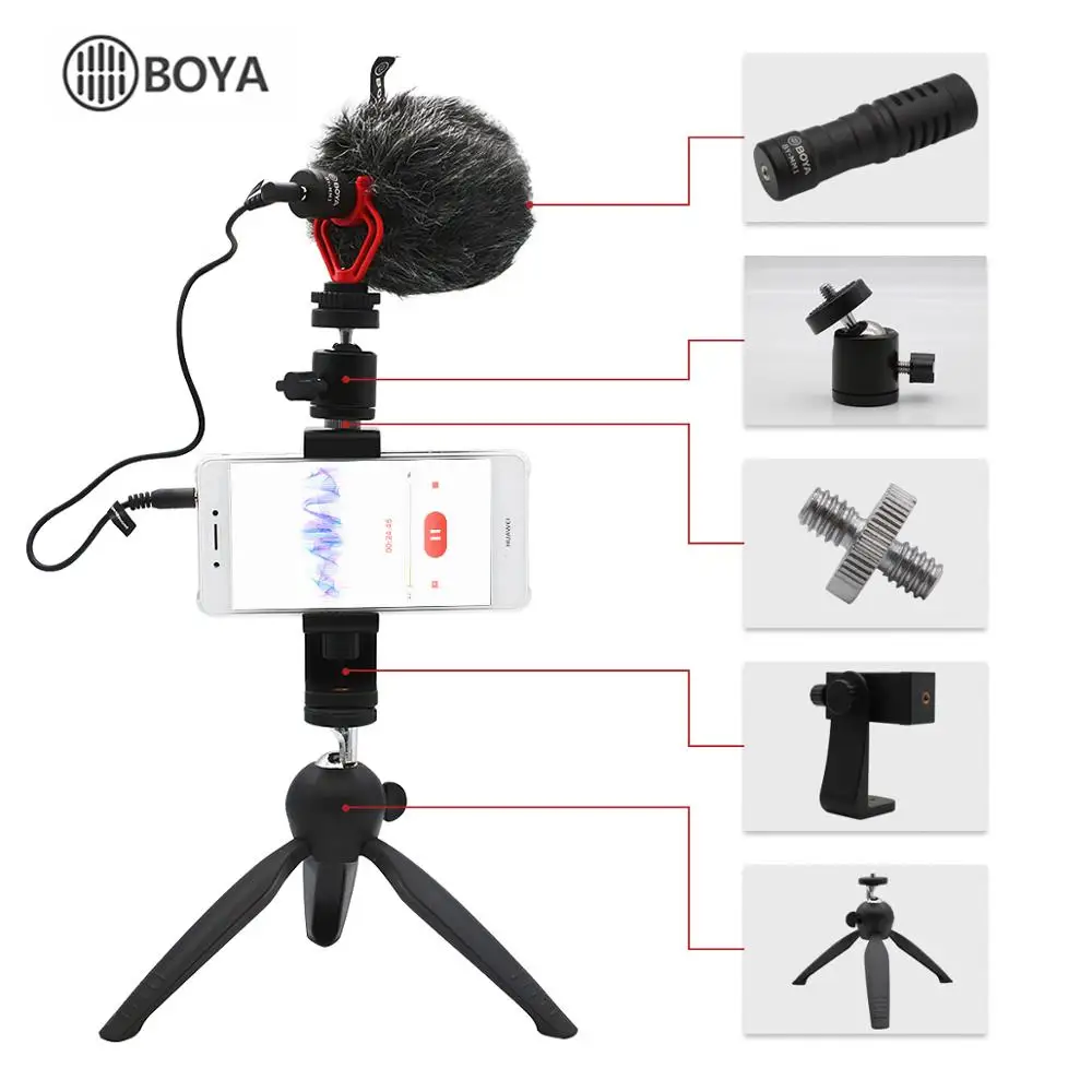 BOYA BY-MM1 комплект кардиоидный микрофон для смартфона DJI Osmo Nikon Canon DSLR Youtube Vlogging запись 3,5 мм аудио кабель