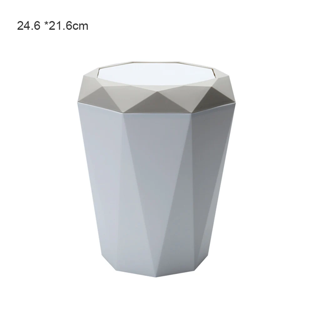 apricot Medium Flap Type Trash Can Diamond Shape Desktop Paper Bucket Plastic Office Garbage LBShipping - Цвет: apricot Medium