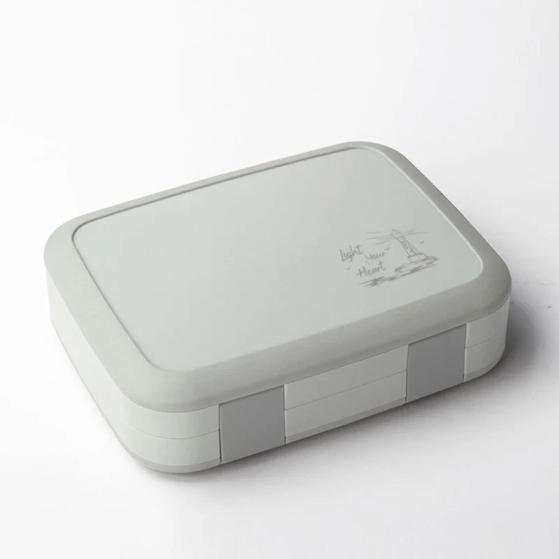 Серый 800 мл пластиковый Ланч-бокс с пятью отделениями Microwav Bento box Герметичный пищевой контейнер для детей с столовыми приборами - Цвет: Серый