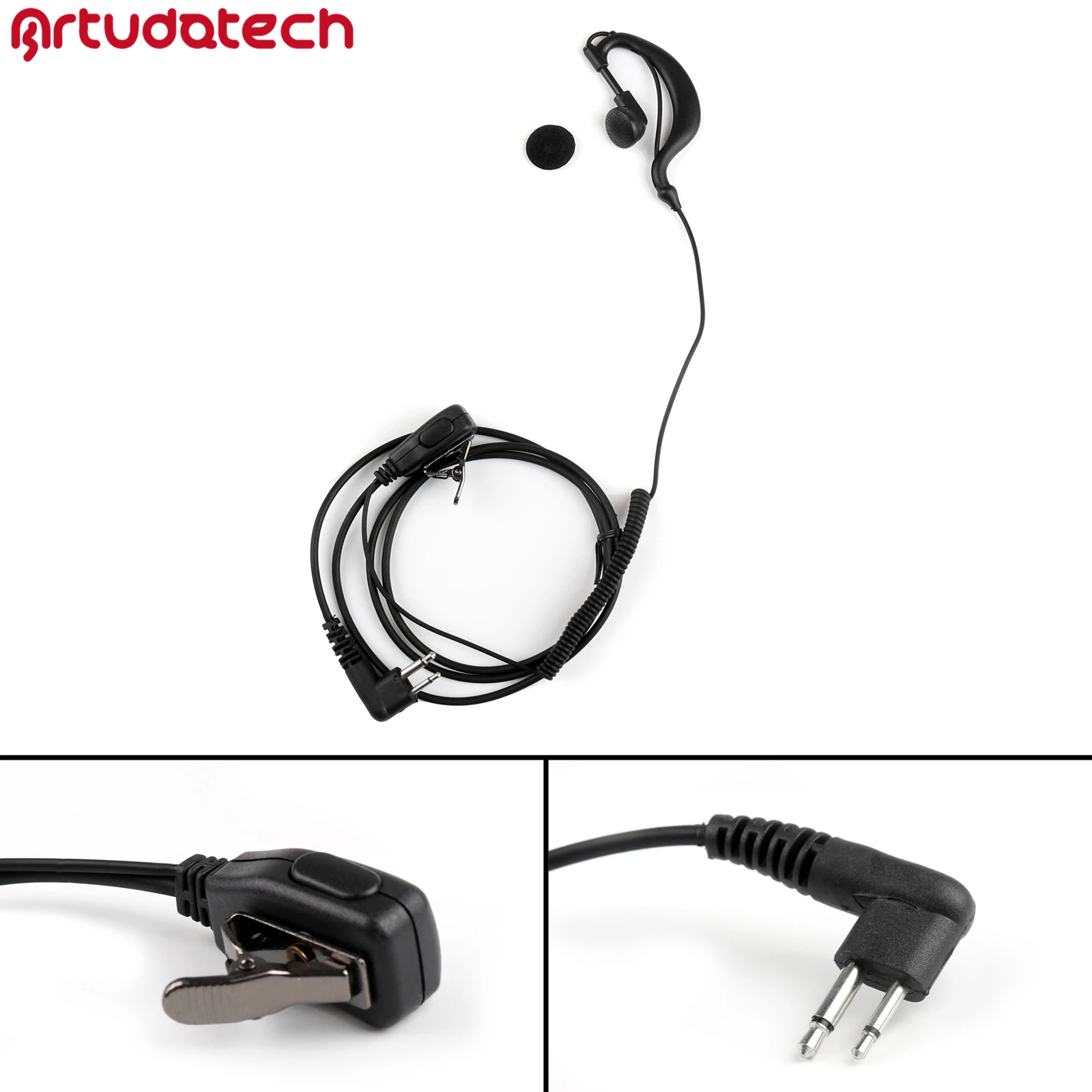 Artudatech 2Pin, наушное крепление, Гарнитура наушника для Motorola GP88 GP300 GP2000 GP3688 A6 A8 A10