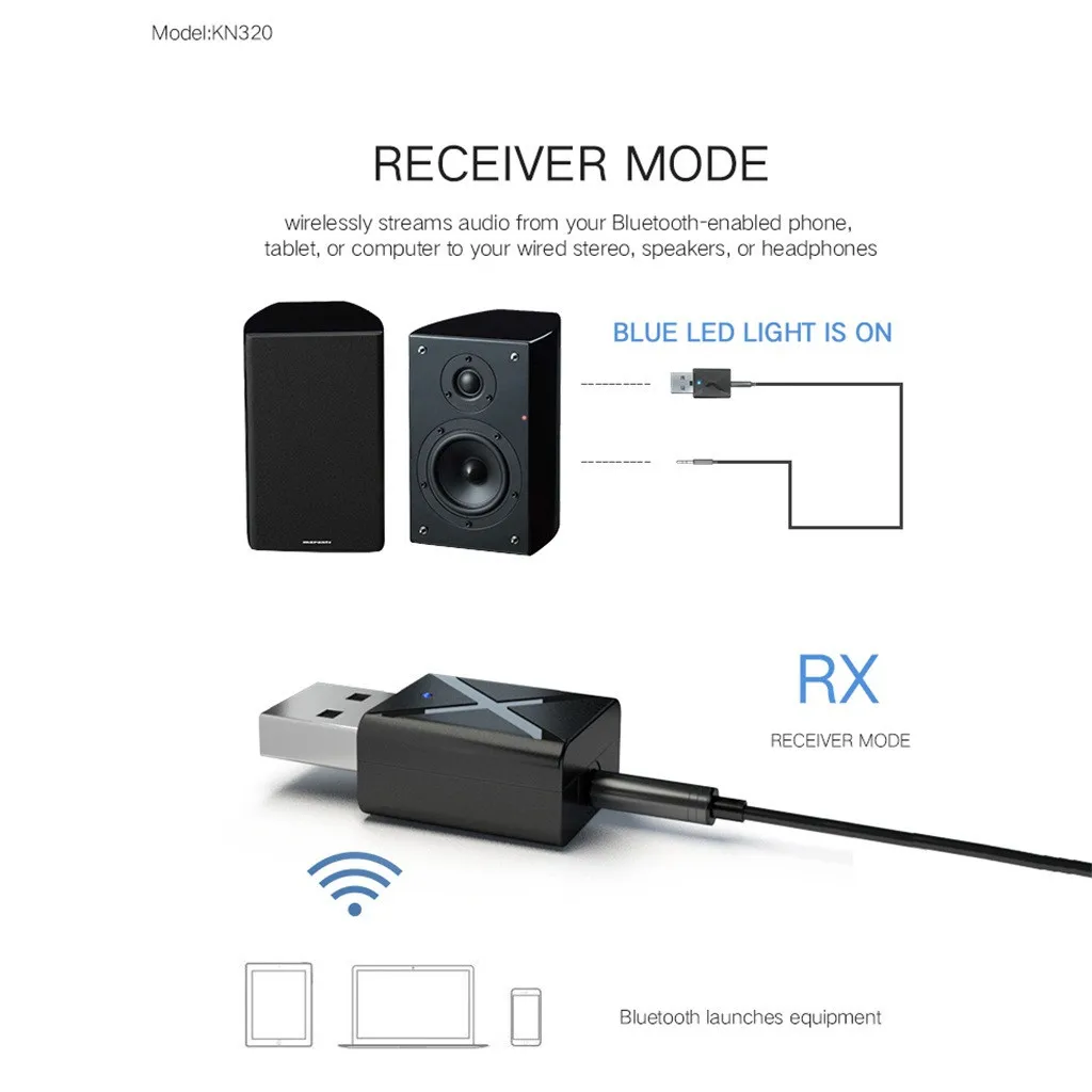 Bluetooth Adapter Bluetooth Audio Receiver Bluetooth Transceiver Adapter Audio Adapter Bluetooth Aux Adaptor USB Bluetooth 5.0 Transmitter Receiver Mini Stereo Bluetooth AUX RCA USB 3.5mm Jack For TV PC Car Kit Wireless