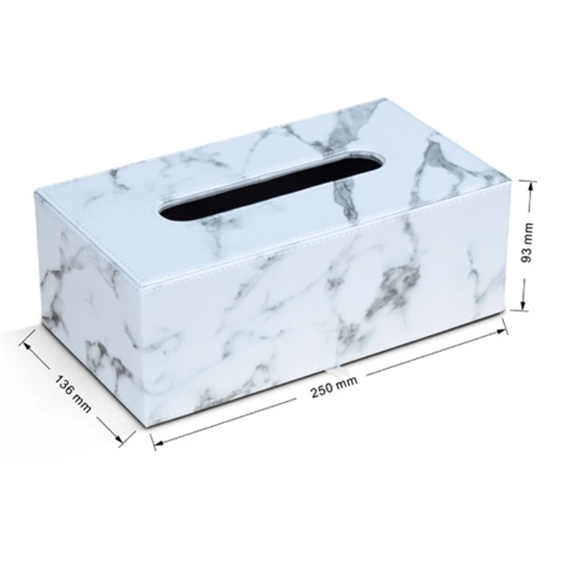Прямоугольная коробка для салфеток из искусственной кожи с мраморным покрытием для лица, держатель для салфеток, диспенсер для бумажных полотенец, контейнер для домашнего офиса, декор для автомобиля