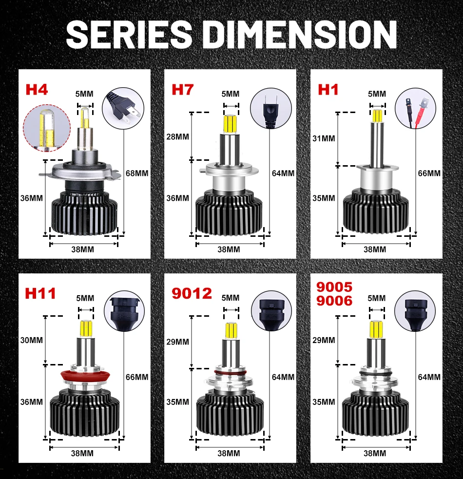 H1 H7 Led Headlight Bulbs 360 9012 HIR2 HB4 9006 HB3 9005 H8 H11 Fog Lights 6000K 4300K Mini Auto 12V Turbo CANbus led car lights led lights led bulbs led headlights led car headlights car headlamps hid headlight bulbs