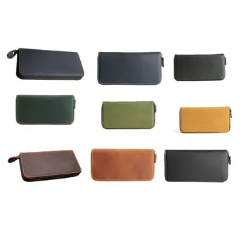 

High Quality Men's Leather Wallet ID Card Holder Business Long Clutch Billfold Money Purse Zipper Bag