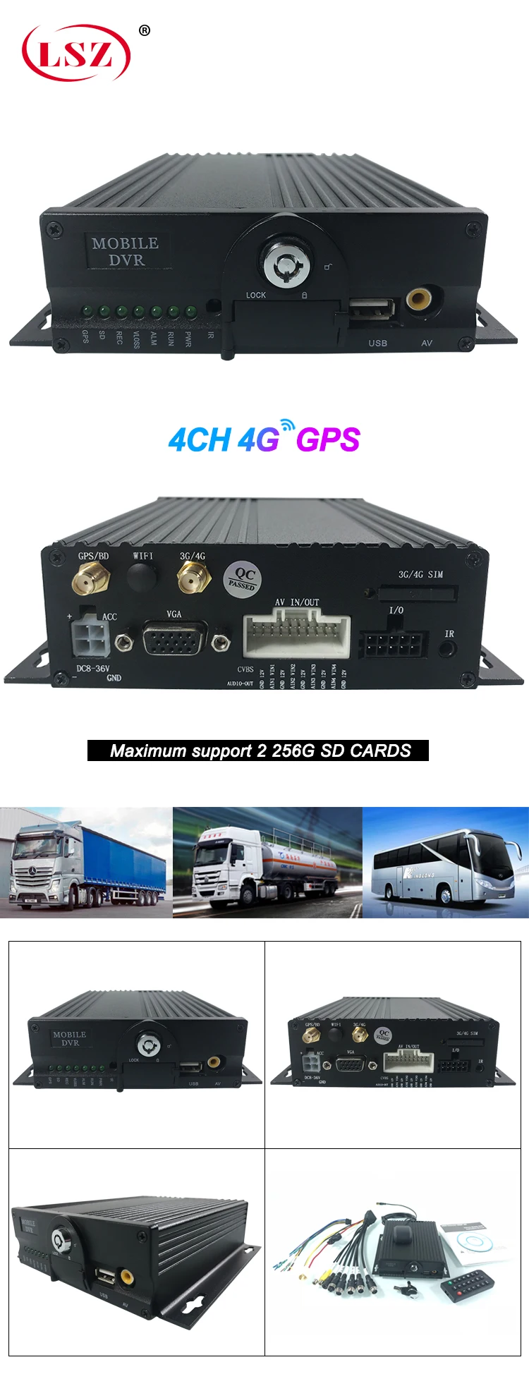 LSZ Gps 4 канала 4g для школьного автобуса видео компрессионная sd-карта 4ch H.264 Мобильный Dvr