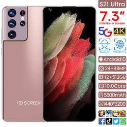 Global Version S21 Ultra 4K 7.3 Inch 6800mAh Smartphone 5G 48MP Celular 16GB 512GB Android 10 Cellphone Mobile Phone Unlock 4G