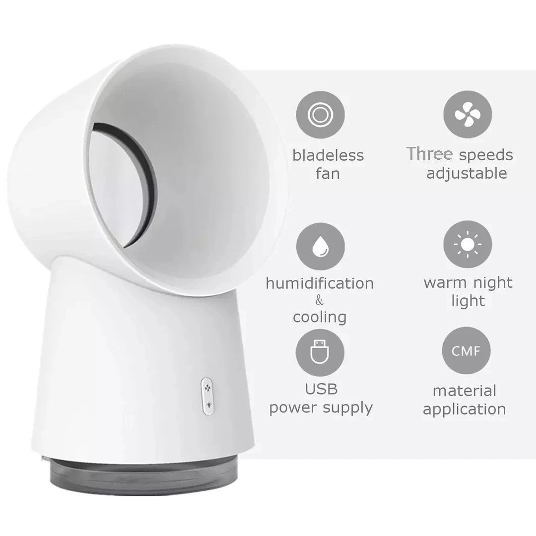 Xiaomi mijia HL Happy Life 3 в 1 Мини охлаждающий вентилятор Bladeless Настольный вентилятор тумана увлажнитель ж/светодиодный свет