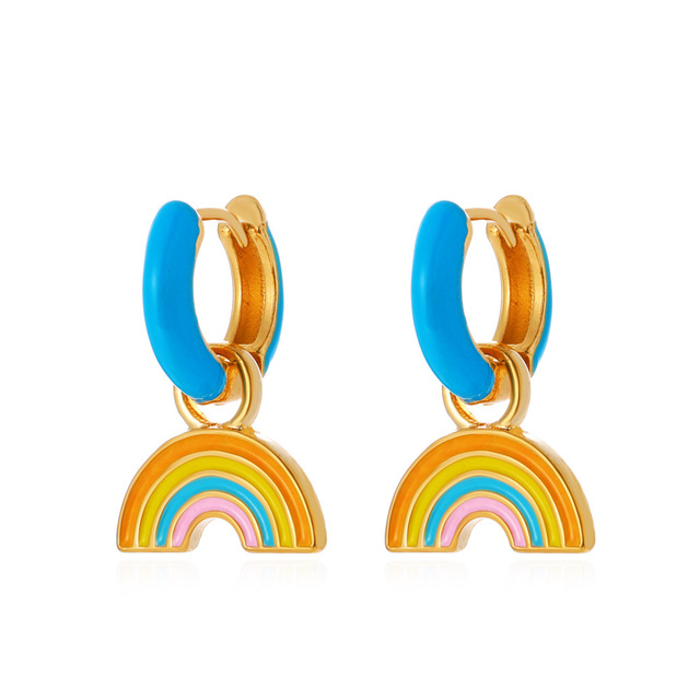 Pair Rainbow Drop Earrings for Women 2021 Trend Fashion multicolor Small Hoop Earrings Jewelry Women's Gifts