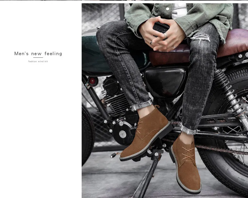 Fashion Leather Boots Men Ankle Flats Men Boots Autumn Winter Casual Men Shoes Boots Designers Plus Size 46 High Quality
