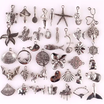 

40pcs/lot 23490 Mix Sea Shell Mermaid Charms Ocean Starfish Tortoise Pendant For Necklaces Summer Gift Jewelry Making