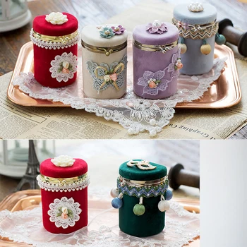 

Angelatracy 2020 Lace Lolita Fashion DIY Floral Lipstick Storage Box Ball Tassel Circular Material Kit Wallet Coin Purses Box