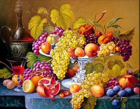 

5D DIY Diamond Painting Flower Cross Stitch Diamond Embroidery Fruits Mosaic Diamond Wall Painting Picture Rhinestone Painting