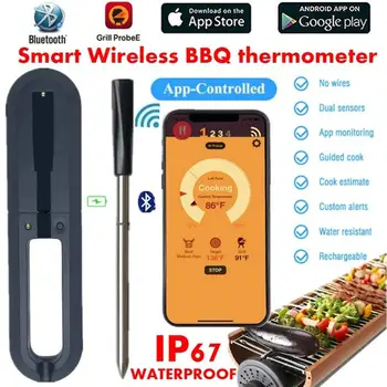 

Economic Bluetooth Meat Thermometer Paste Stainless Steel Portable Magnetic Probe Thermometer Durable Sensor Kitchen Needle