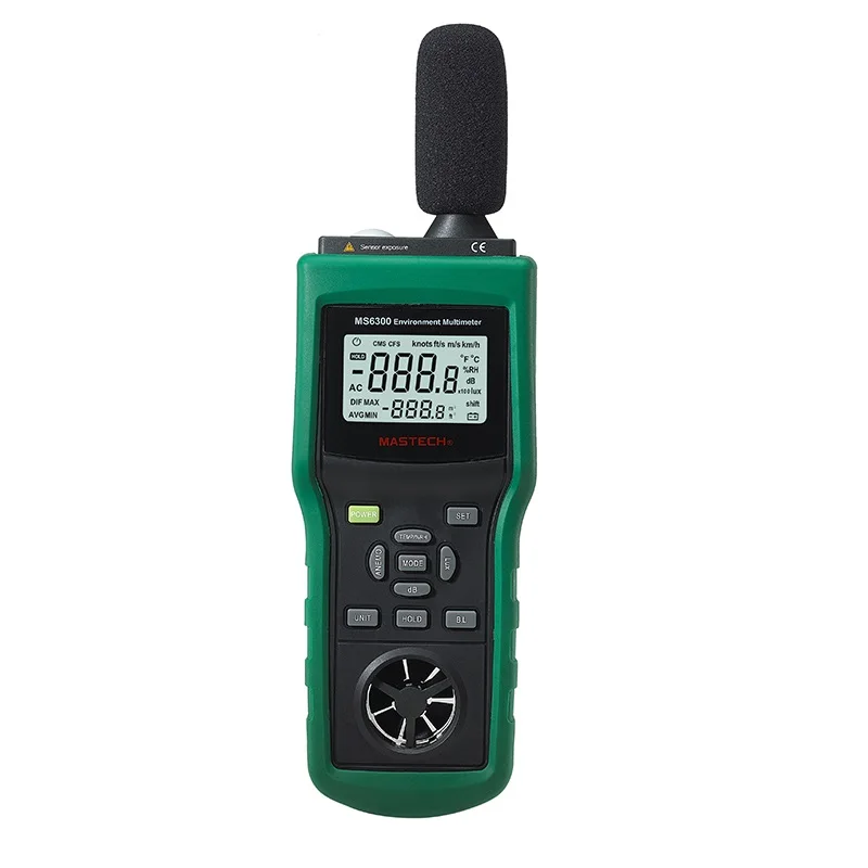 MASTECH MS6300 цифровой многофункциональный, окружающая среда метр Температура влажности уровень звука воздушного потока Люксметр Анемометр