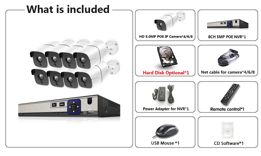 8CH 5MP POE Система аудио распознавание лица HD POE ip-камера P2P Облако 48V POE NVR CCTV система ночного видения комплект видеонаблюдения