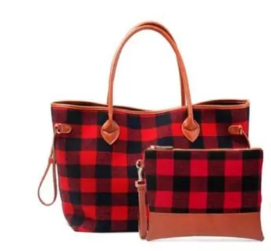 Образец многокрасочного галстука Tote набор красный и черный плед Tote с нарисованным шнуром планки, Женская Холщовая Сумка с подкладкой DOM1091333