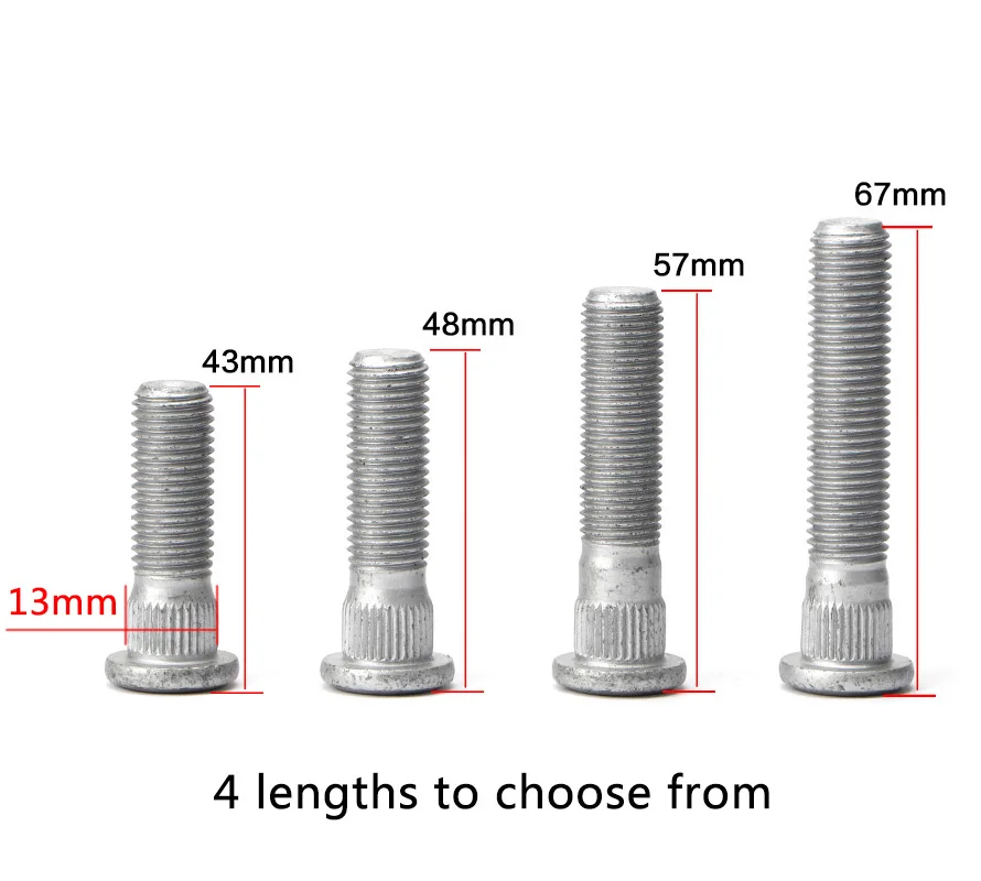Car Wheels Lug Bolts 10/20Pieces knurled13mm-M12*1.5 Wheel Lug Lengthen screw for ford Mazda, Hyundai, Kia, Jaguar auto fasteners car screws
