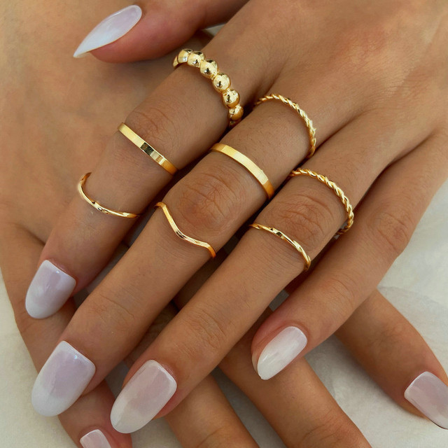 Color Hollowed Heart Shape Open Ring Set Design Cute Fashion Love Jewelry For Women Girl Gifts Adjustable Birthday Party