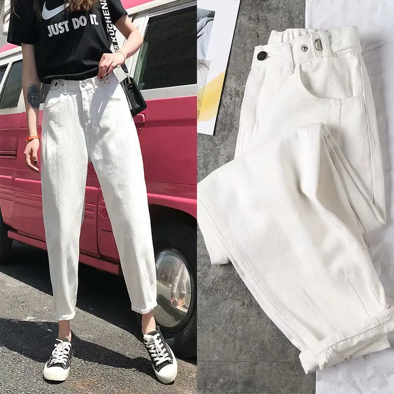 High Waist Jeans Women's Street Style Elastic Waist Denim Pants Loose Vintage Washed Mom Jeans Boyfriend Jeans for Women 2020 High Waist Jeans Women's Street Style Elastic Waist Denim Pants Loose Vintage Washed Mom Jeans Boyfriend Jeans for Women 2020