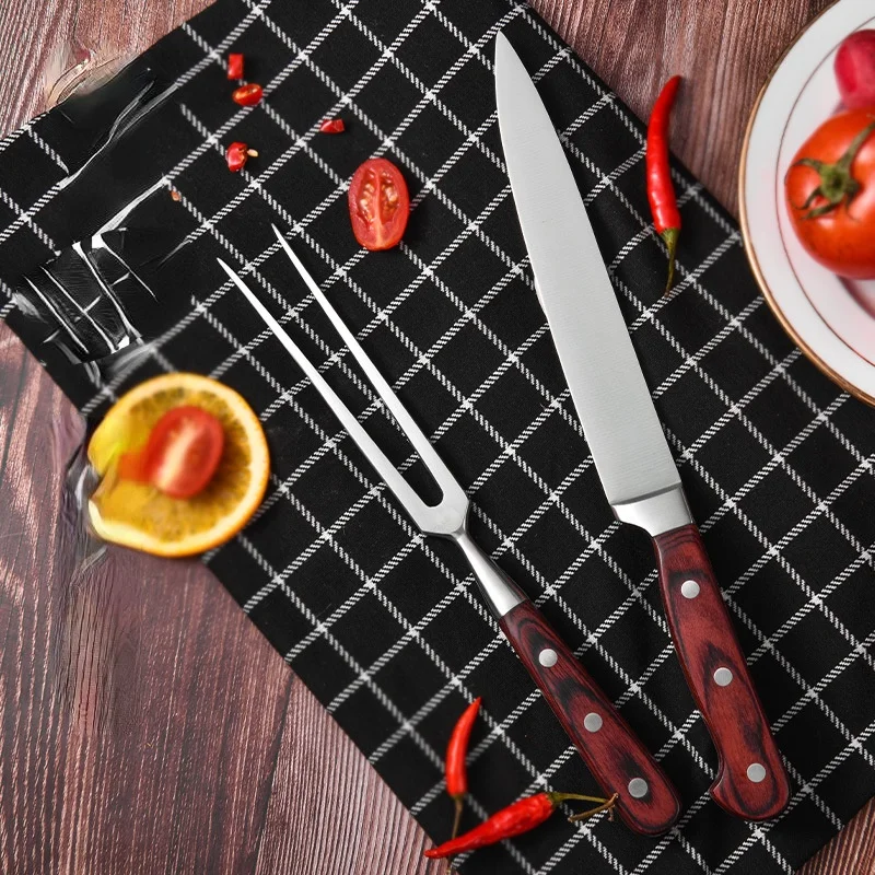 2pcs Cutlery set steak knife Household chef knives Stainless steel Meat fork meat knife fork