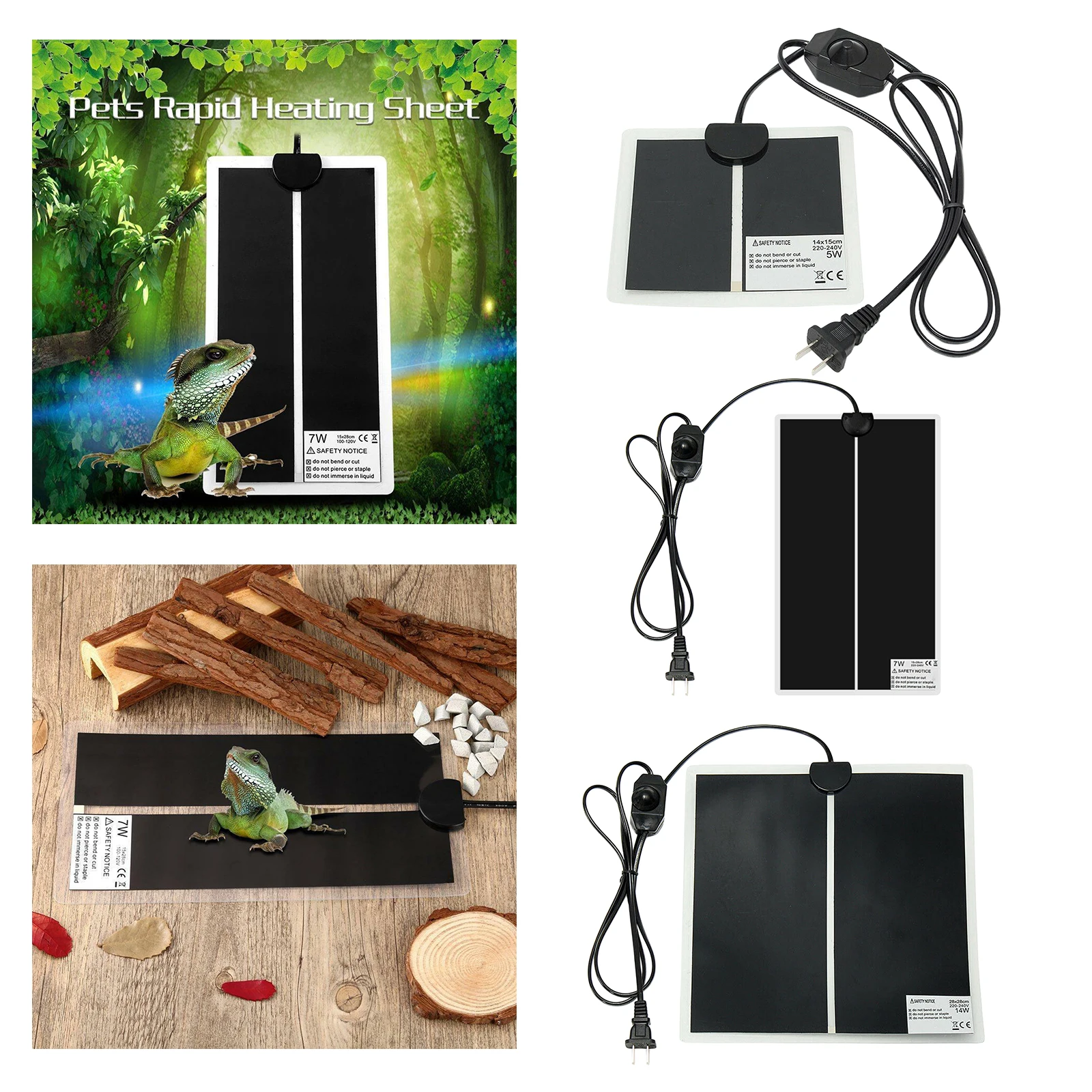 Reptile Heating Pad, Tank Warmer with Temperature Control, Power Adjustment Under Tank Terrarium Heater Mat for Reptiles