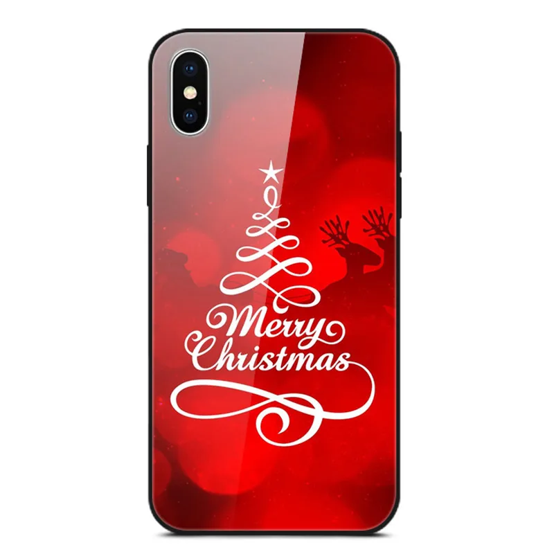 1 Рождественский чехол для iPhone 11 Pro X XR XS Max закаленное стекло жесткий чехлы для телефона, чехол для iPhone 8, 7, 6, 6S Plus, 7 Plus, 8P, бампер - Цвет: 1