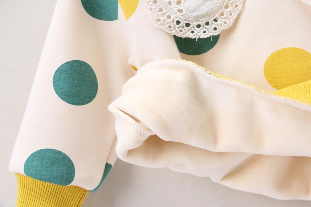 Newborn Baby Girl Clothes Winter Long Sleeve Polka Dot Cotton T-shirt Tops Fall Toddler Girls Lace Ruffles Sweatsihrt Pullover