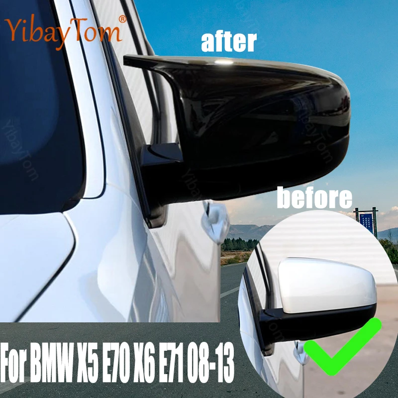 Сменные колпачки для зеркала заднего вида в форме рога черные 2 шт. BMW X5 E70 X6 E71 2008 2009