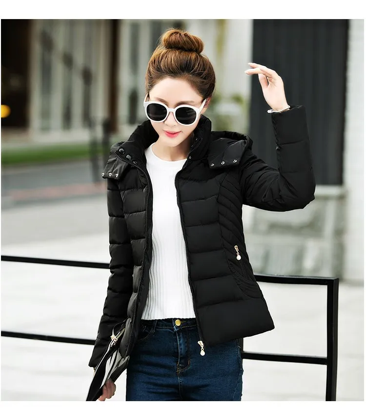 

2018 Short Slim Fit Korean-style Cotton-padded Clothes Women's New Style Students Not Hooded Coat Zipper Small Cotton-Padded Jac