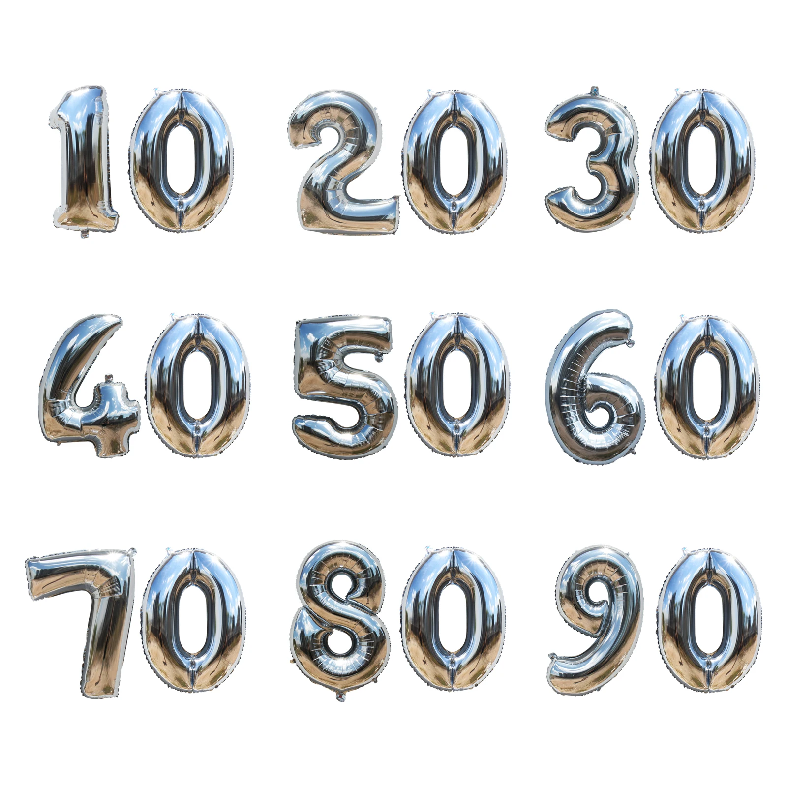 Воздушные шары из алюминиевой фольги с цифрами золотистые/Серебристые 32 дюйма 10