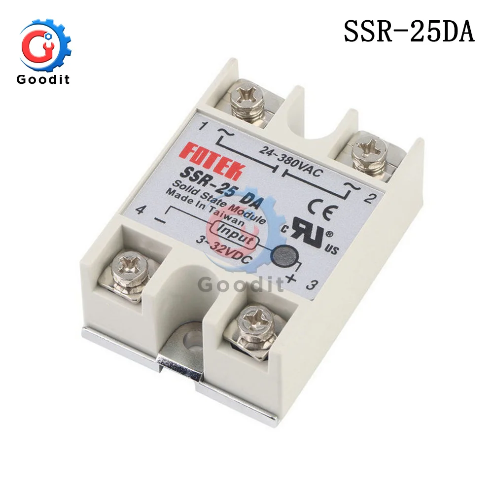 Твердотельные реле SSR-10DA SSR-25DA SSR-40DA 10A 25A 40A на самом деле 3-32 В постоянного тока в переменный 24-380V AC SSR 10DA 25DA 40DA нет пластиковой крышкой - Габаритные размеры: SSR-25DA
