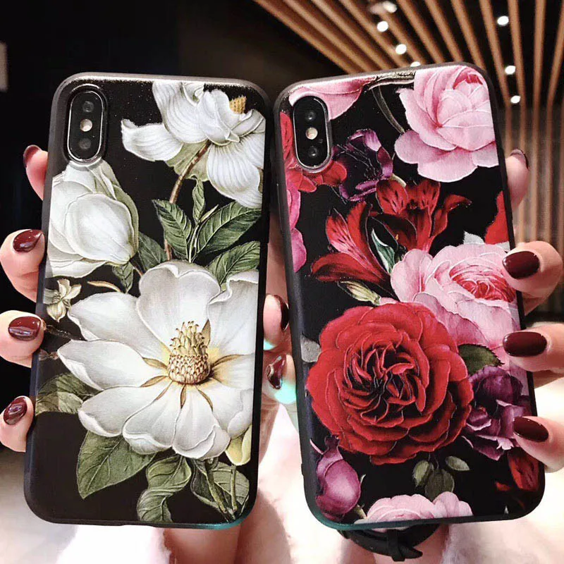IPWSOO Рельефный цветок лист чехол для телефона для iPhone 11 Pro Max X XS Max XR перо чехол для iPhone 6 6s 7 8 Plus мягкая ТПУ задняя крышка