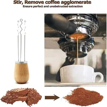 

Solid Wood Handle Needle Coffee Tamper Leveler Tool Needle Type Pin Dispenser Powder Distributor Coffeeware Espresso Accessories
