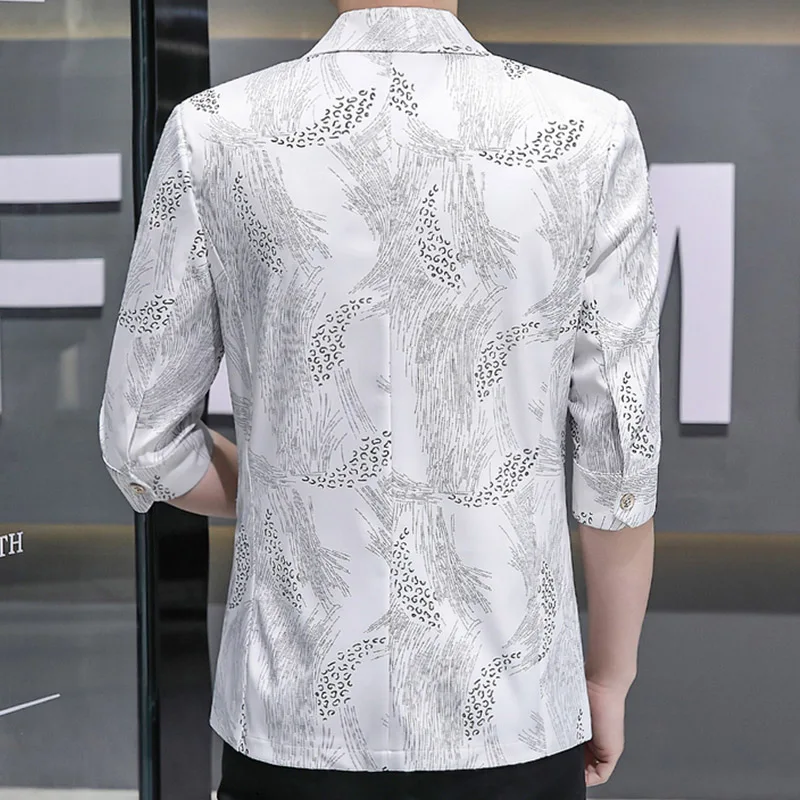 남성용 슬림핏 얇은 블레이저, 캐주얼 반팔 정장 코트, 스트리트웨어, 한국 스타일, 싱글 단추 탑 재킷, 패션 용수철, 여름