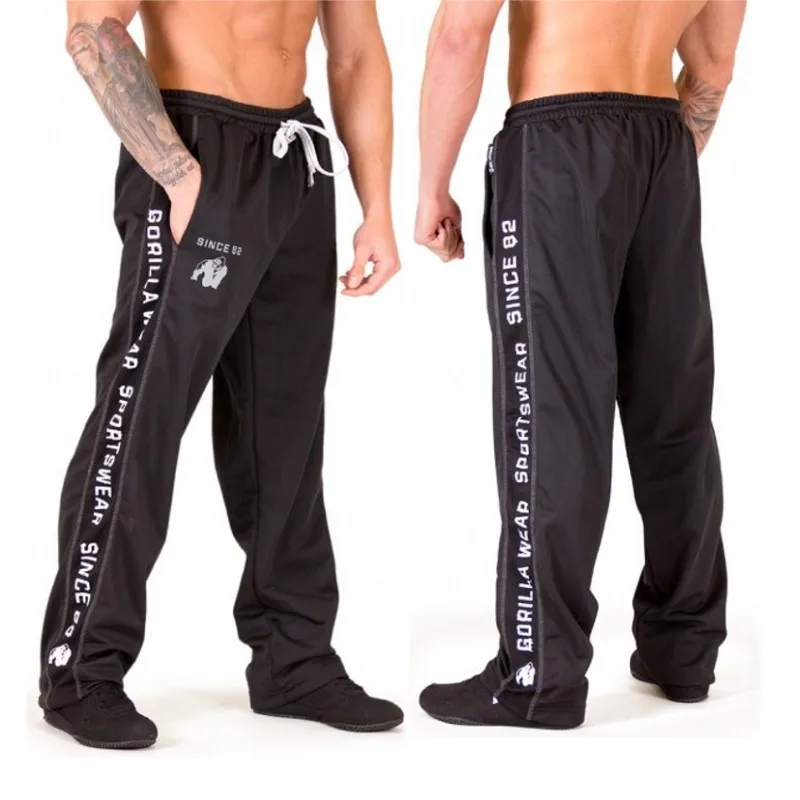 

Brand 2018 Autumn Mens Sweatpants New Side Stripe Letter Printing Contrast Color Jogger Elastic Waist Mens gyms SweatPants
