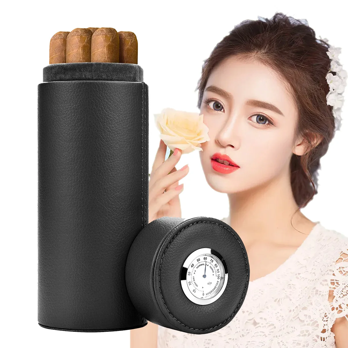 Дорожный Чехол для сигар COHIBA черный кожаный чехол с подсветкой внутренний