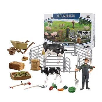 

Children's Simulation Happy Farm Sand Table Model Toys Cartoon Cow Animal Figurine Educational Learning Kids Toys Gift