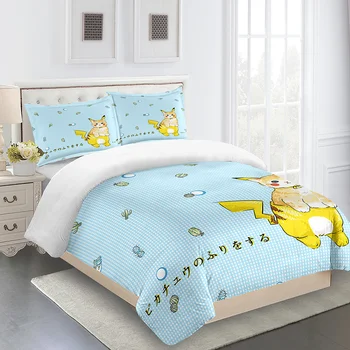 

Comforter Bedding Sets King Duvet Cover Queen Bed Cute Pikachu Cat Japanese Style Children Soft Health Home Luxury Pillow Case