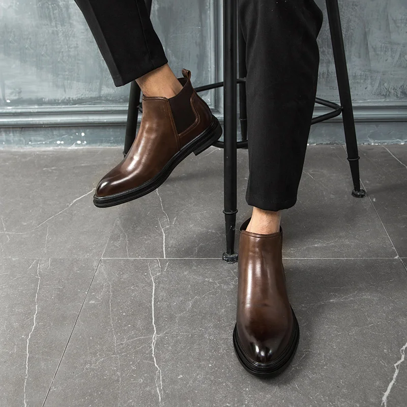 Size38-48; коричневые кожаные ботинки; Мужская винтажная обувь; мужские новые черные водонепроницаемый военные сапоги; Мужские модельные ботинки; кожаная мужская обувь в стиле панк