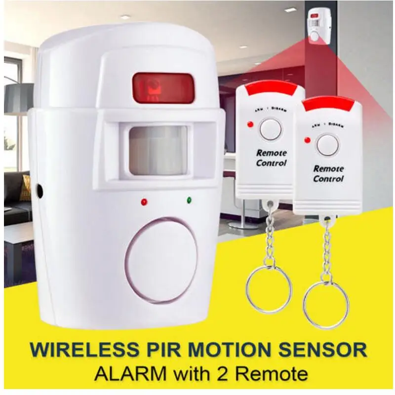 IR Infrared Motion Sensor Detector Wireless Remote Controlled Mini Alarm 105dB Loud Siren For Home Security Anti-Theft