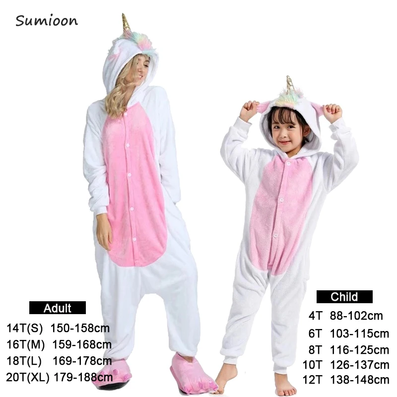 Kigurumi Pajamas For Women Girls Unicorn Animal Panda Onesie Baby Costume Boys Sleepwear Jumpsuit Licorne Winter Pyjamas Kids