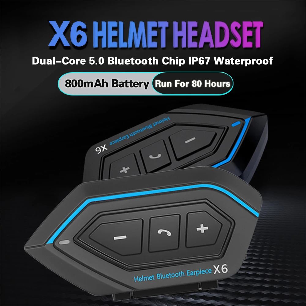 The Newest X6 Helmet Headset Motorbike BT5.0 Interphone Motorcycle