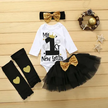 

My First Christmas Baby Clothes Toddler Romper Baby Girl Clothes One Year Old 1st New Year Birthday Stocking Girls Skirts Sets