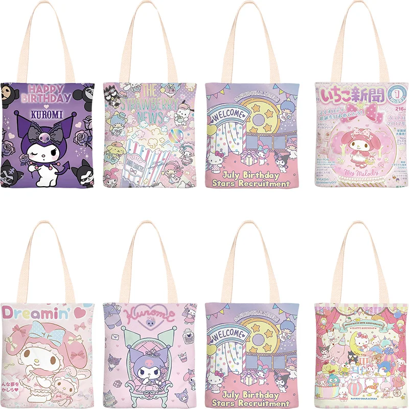 Kawaii Sanrio плюшевая мультяшная Kitty Kuromi My Melody Холщовая Сумка через плечо симпатичный