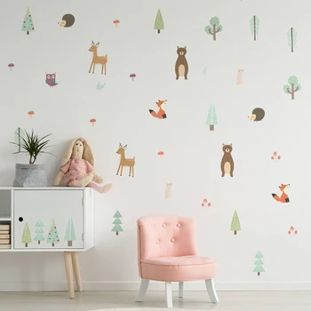 

Lovely Forest Animal DIY Kids Room Wall Sticker Ins Pastoral Style Door Window Decorative Sticker Nursery Dorm Wallpaper