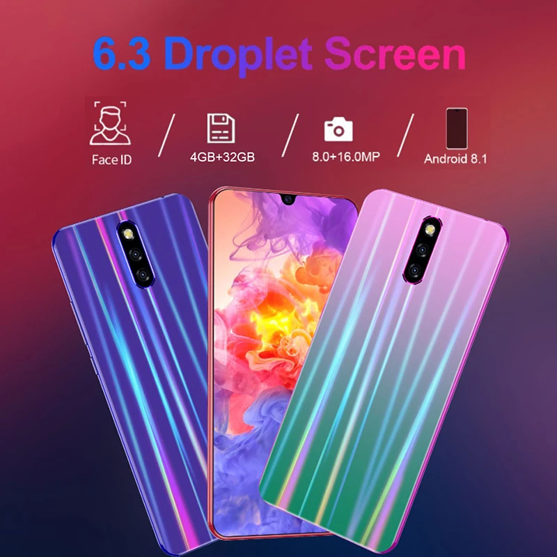 Разблокированный 6," дюймовый экран капли воды Android смартфон Лицо ID ...