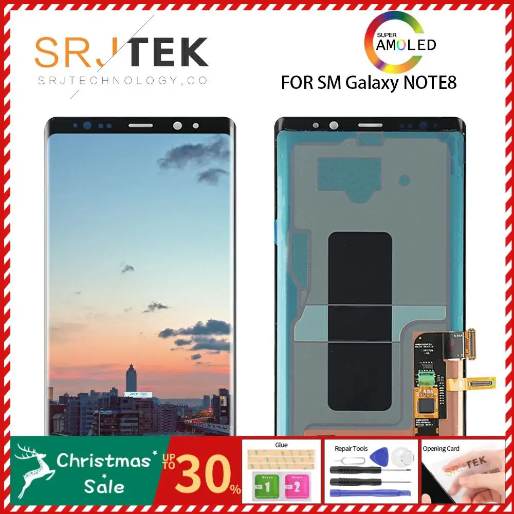 6," AMOLED ЖК-дисплей для SAMSUNG Galaxy NOTE 8 lcd N9500 N9500F ЖК-дисплей сенсорный экран Запасные части+ рамка