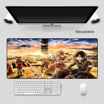 

Mice Pad Anime Sword Art Online Picture Printed Mouse-pad with Sewn Edges Large Desktop Player Long Desk Mats 900x400mm
